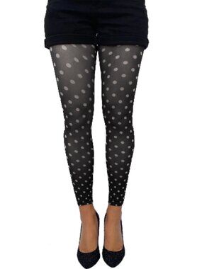 White Dotted Footless Tights for Women